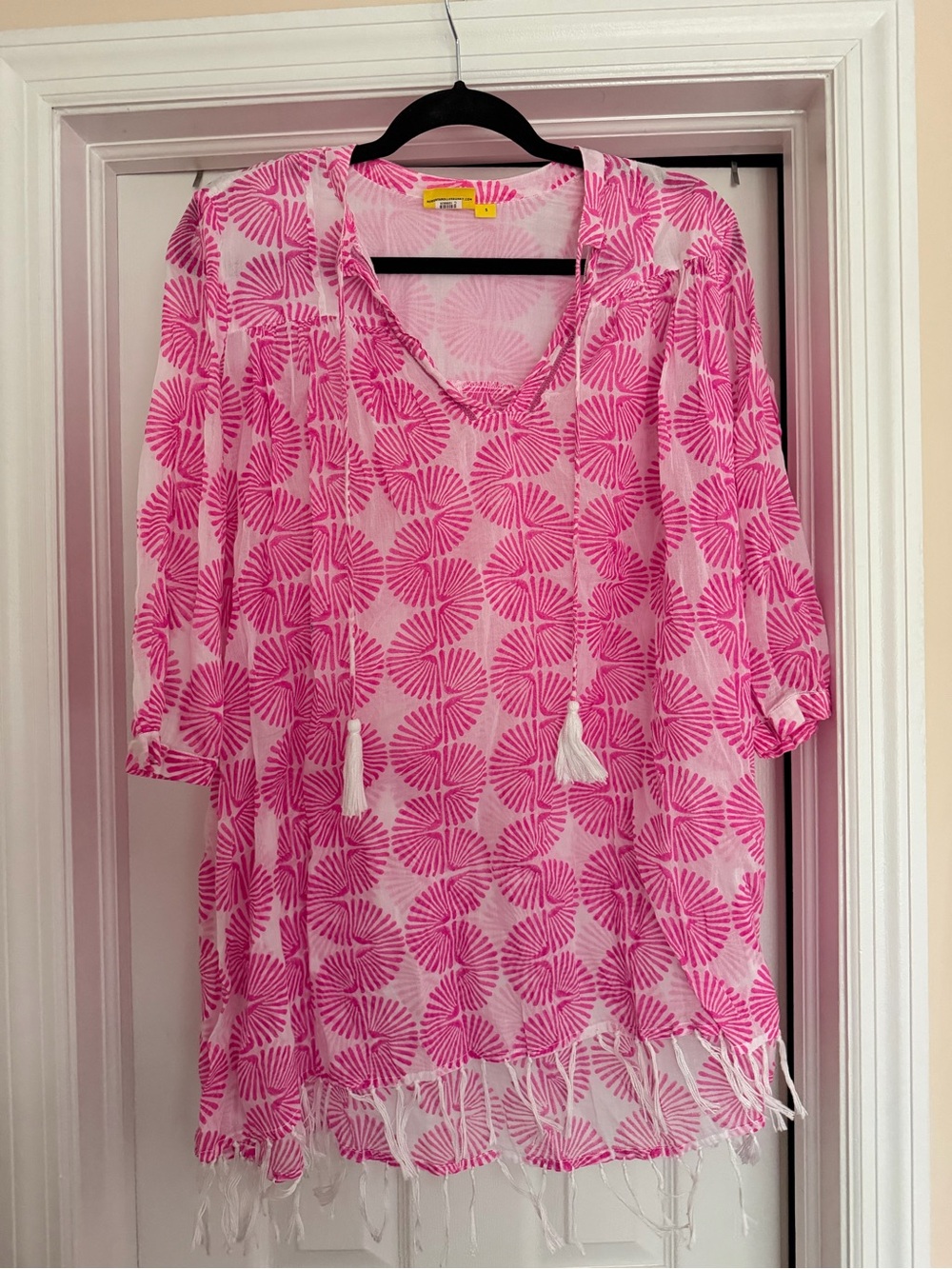 Women’s Pink Tassel Swim Cover-Up Tunic